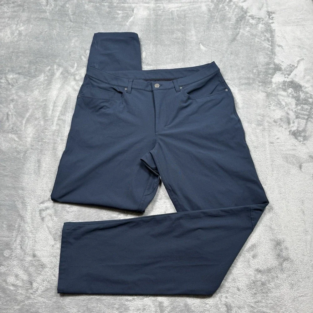 Lululemon ABC 5-Pocket Pants Men 34x33 Blue Classic Fit *Warpstreme LM5968S